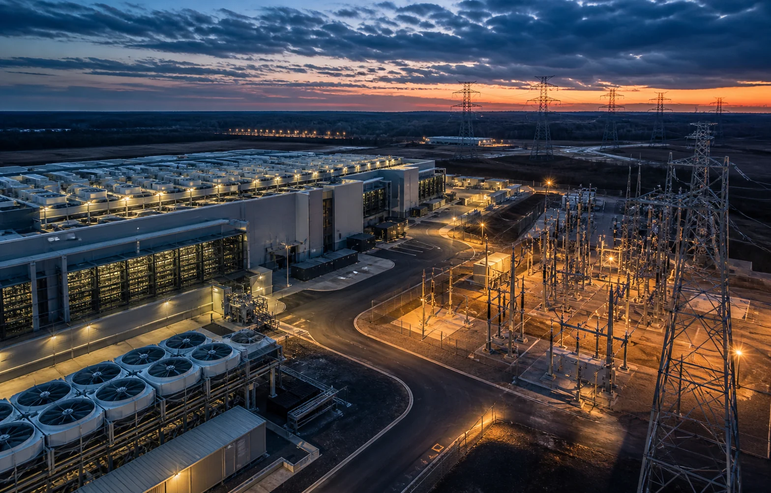 Data center campus connected to electrical grid infrastructure