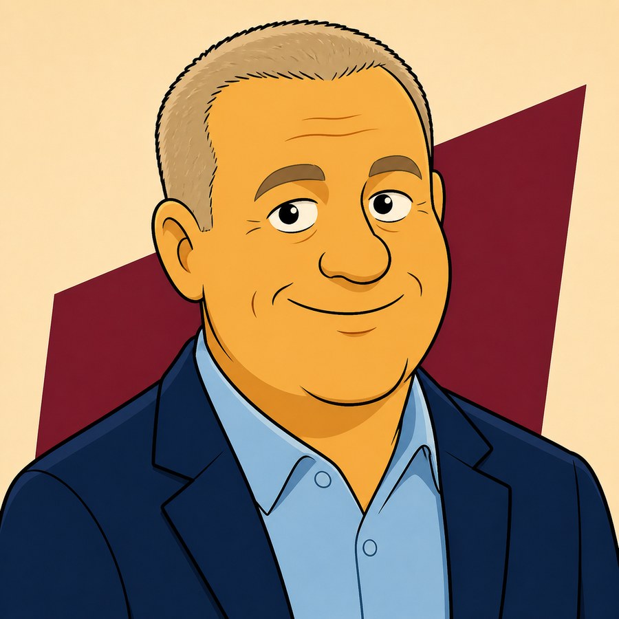Cartoon portrait of Carl Eschenbach