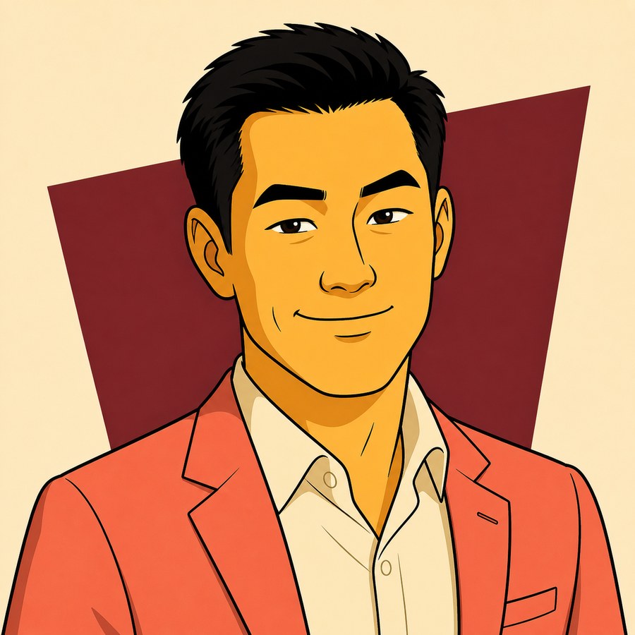 Cartoon portrait of Qi Chen