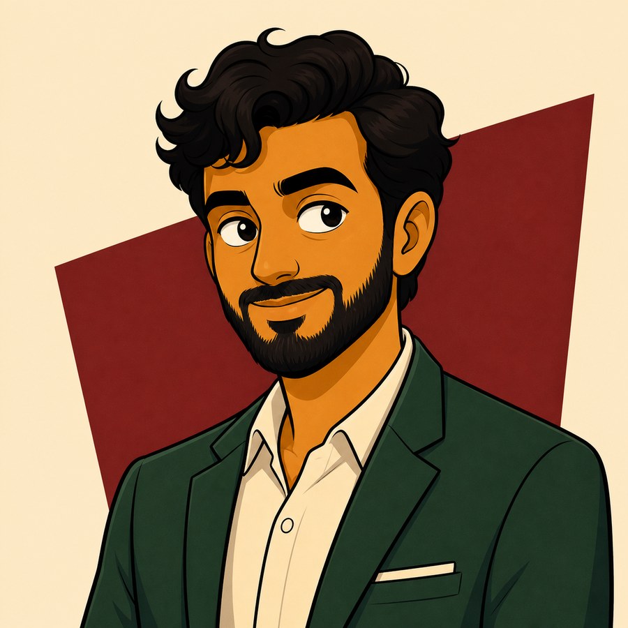 Cartoon portrait of Ravi Gupta