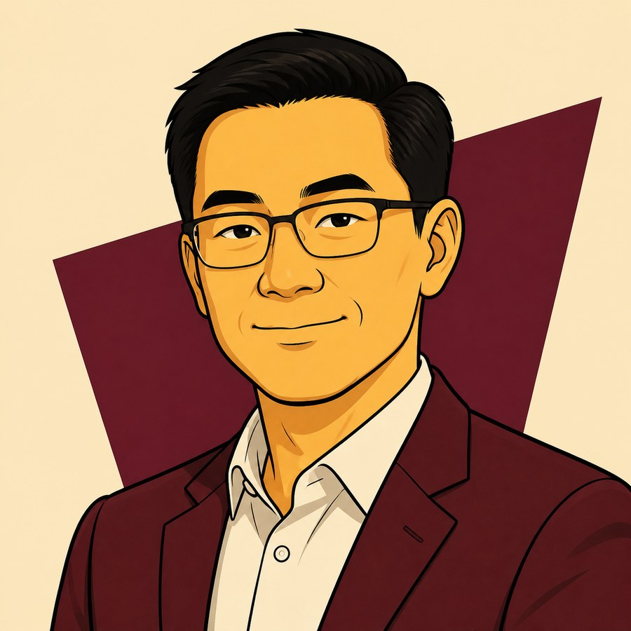 Cartoon portrait of Wenhou Hu